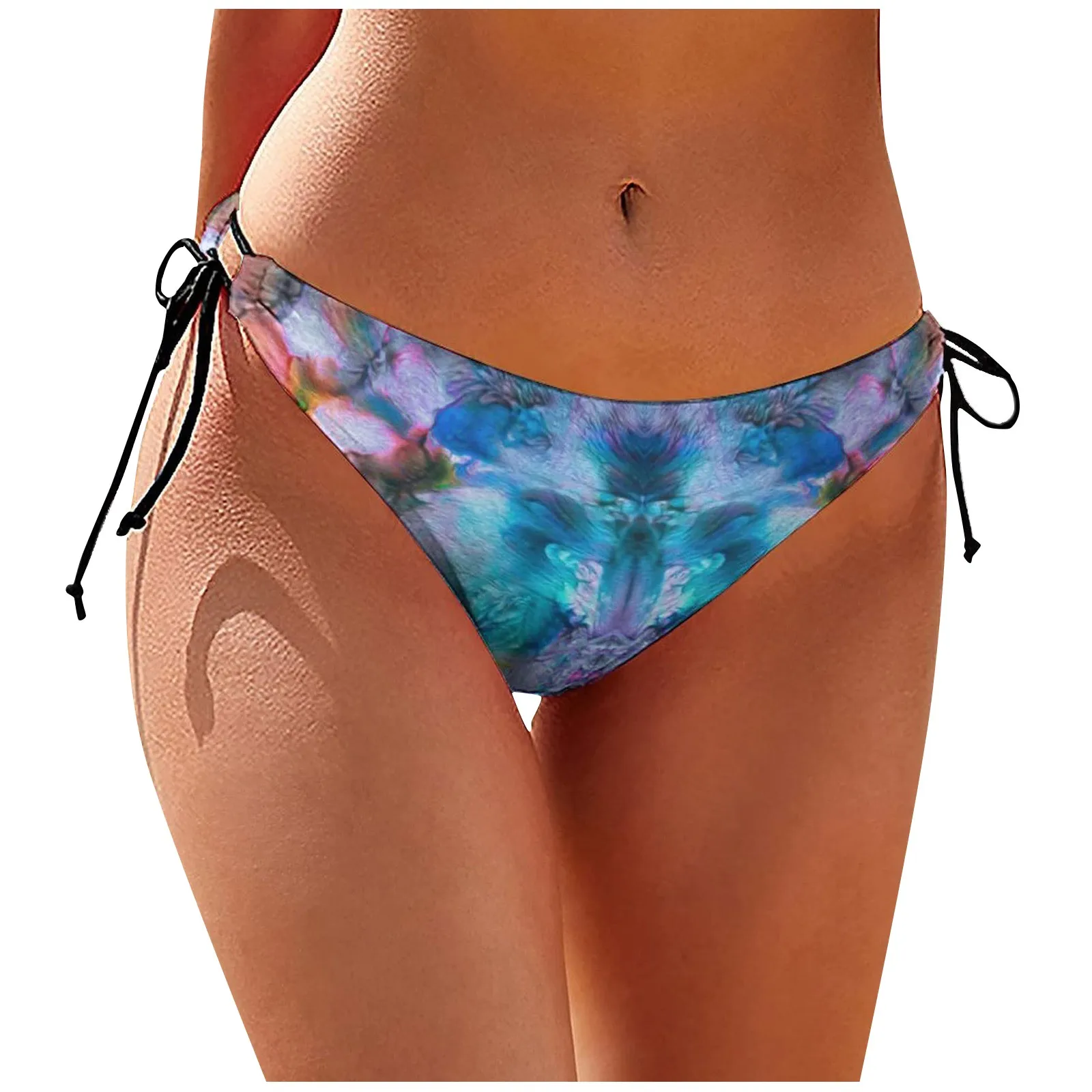 Women\'S Swimming Bottoms High Waist Basic Style Full Coverage Bikini Split Swimsuit Briefs Swimming Trunk Solid Gradient Printed