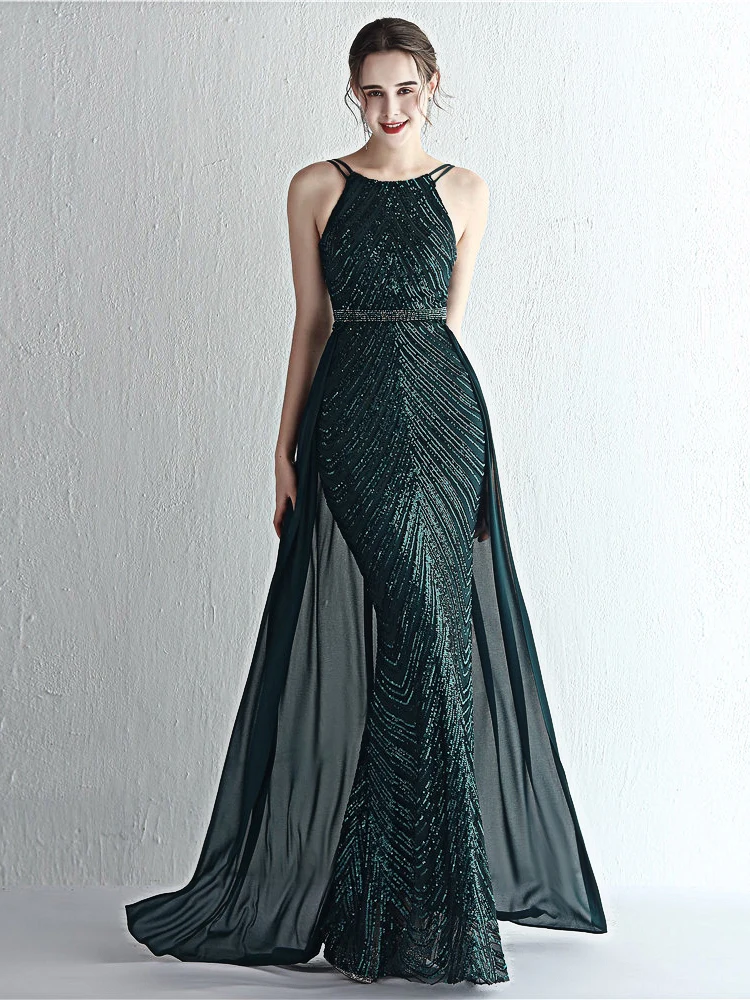 

Ele Evening Gown Women's Unique Design Lightweight Luxury Chiffon Neline Godd Sle Wedding Dr Long Svel