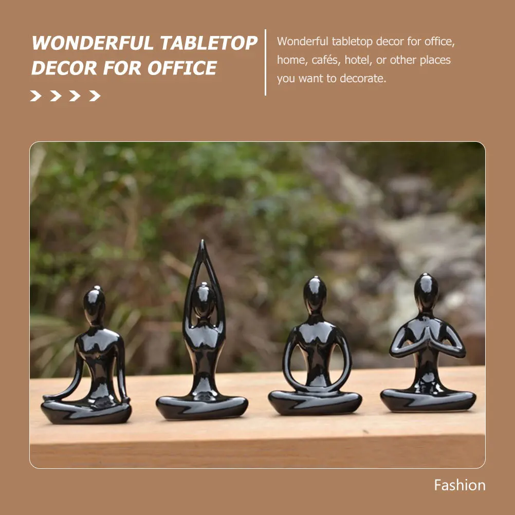 4 штуки резные статуэтки йоги Легкие декоративные фигурки для дома