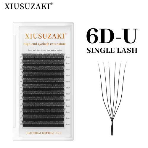 Imagen 2 del producto Extensiones de pestañas XIUSUZAKI en forma de U 6DW, extensiones de pestañas negras mate U 6DW, ventiladores prefabricados, pestañas postizas con volumen, pestañas de visón