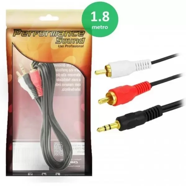 P2 Auxiliary Cable + Rca Gold P2 Stereo + 2 Rca Male 0180160