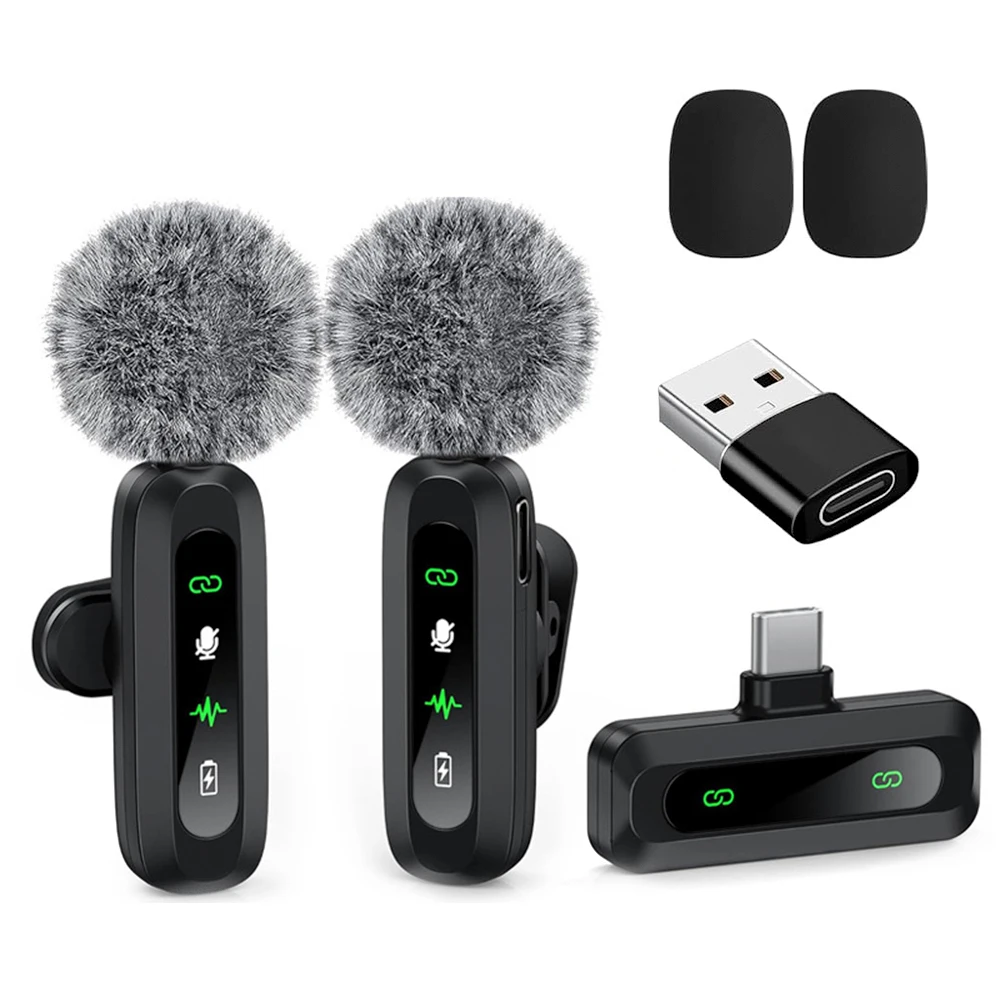 Professional Wireless Lavalier Microphone for iPhone iPad Android Laptop Live Broadcast Gaming Interview Vlog Recording Mini Mic