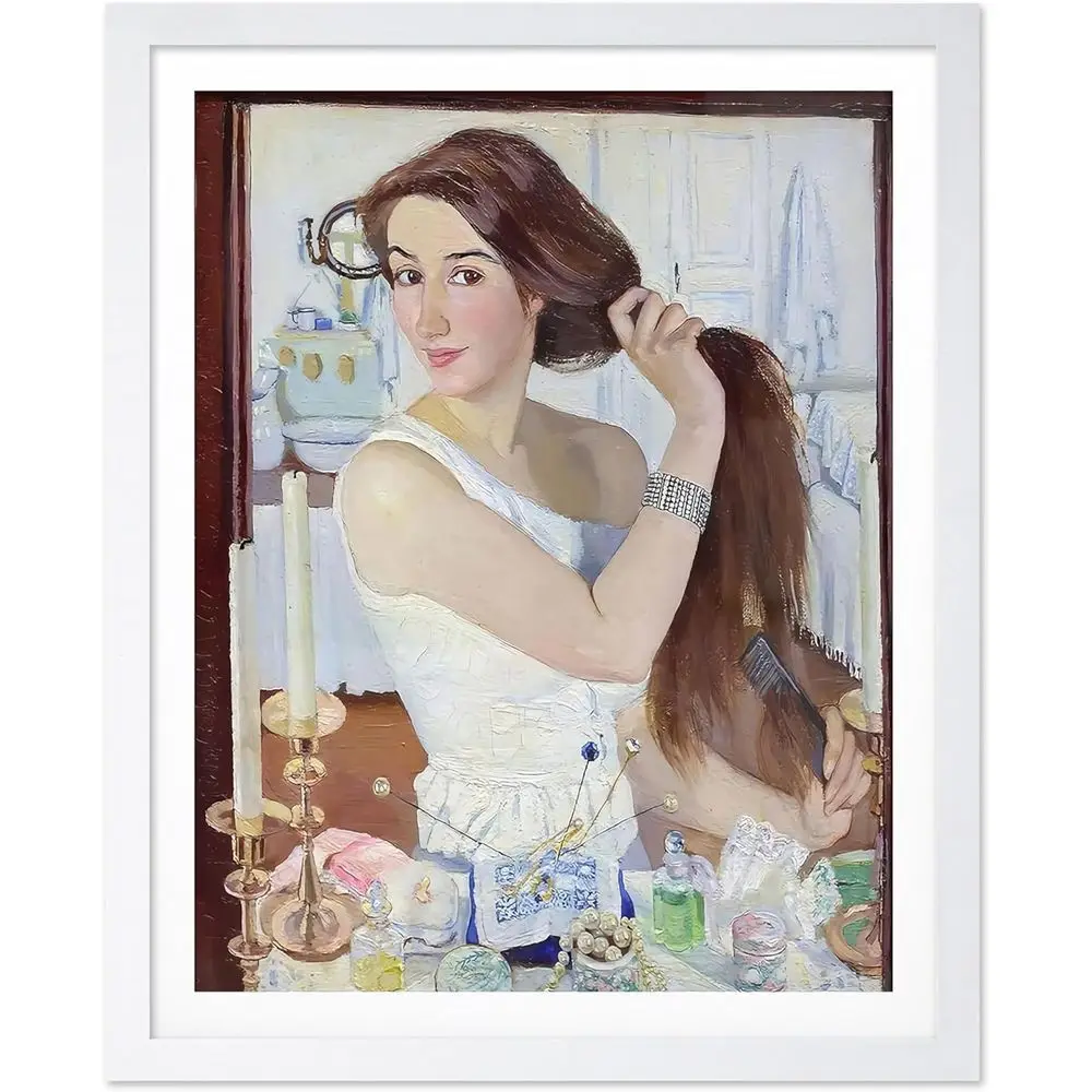 Poster Master Vintage Sel Portrait Poster - Retro Sel Portrait at the Dring Table Painting Print - Russian Art - Git or Her, Wom
