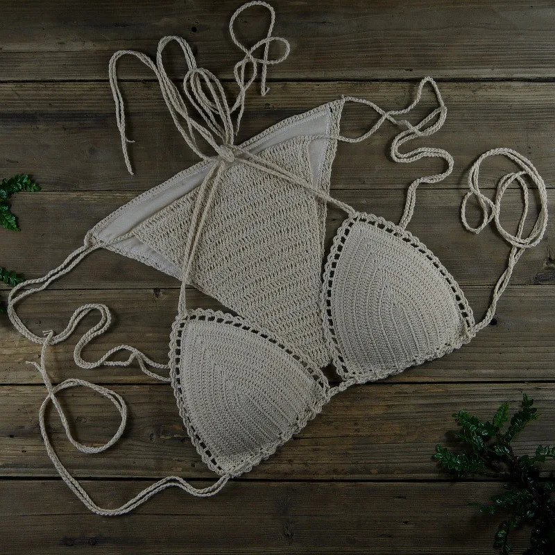 Seksowny trójkątny strój kąpielowy damski, elegancki dzianinowy bandażowy mikro bikini, letni strój kąpielowy na wakacje na plaży, nowy model na lato 2025, dwuczęściowy.