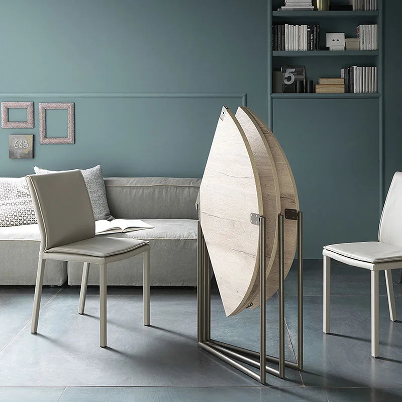 dining table multi-functional solid wood modern simple light luxury small apartment household Nordic movable round dining table