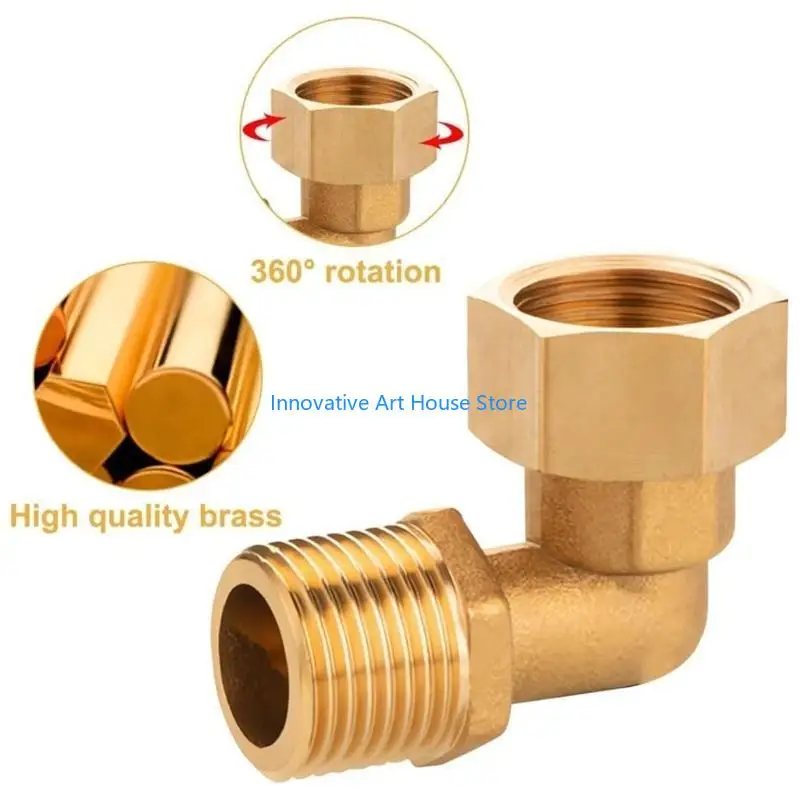 E1PC Brass 1/2 Inch Elbow Connector Angles Joint for Multifunction Plumbing Applications