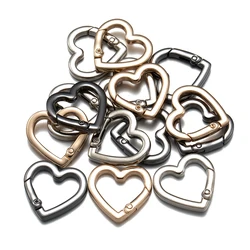 5pcs/Lot 21X21/25X25/21X29mm Metal Heart Shape Spring Clasps Openable Carabiner Keychain Bag Hook Buckles Connector Accessories