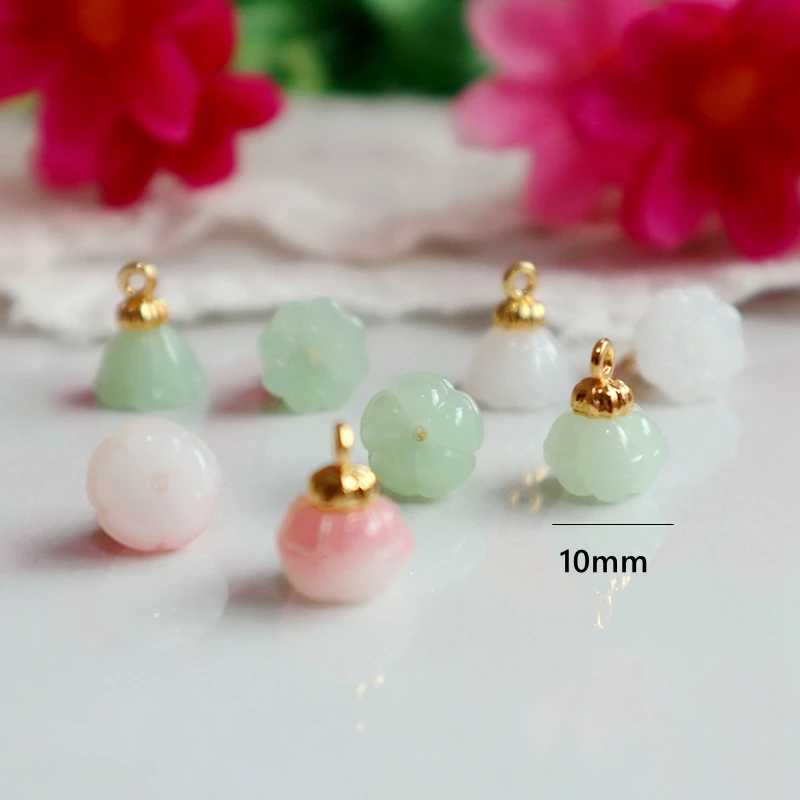 20PCS Glass Alloy Pendant Bell Orchid Lucky Talisman Smooth Transparent Shiny Charm Handmade Jewelry Accessory Decoration Dangle
