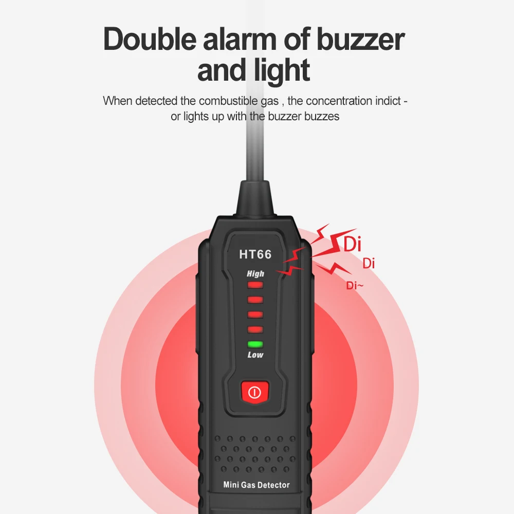 Detektor wycieku gazu HABOTEST HT66 dla domu 50-1000ppm sygnał dźwiękowy palnego łatwopalnego naturalnego metanu
