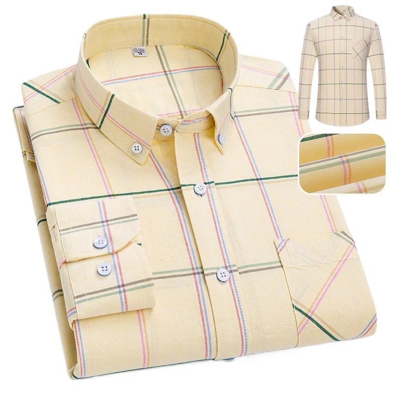 

Social Formal Soft Cozy 100% Cotton Oxford Stripe Plaid Shirts Long Sleeve Long Sleeve Shirt Men's Long Sleeve Casual Men Shirt