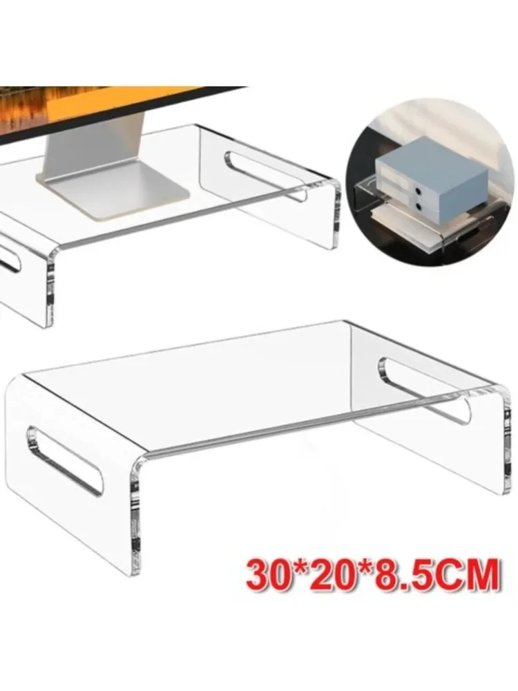 Przezroczysty, akrylowy podstawka do postawienia na biurku, idealna do użytku z laptopami, monitorami i małymi drukarkami. Ergonomiczny organizer biurkowy, odpowiedni do biura, sypialni i pokoju do — Zdjęcie 2 z 2