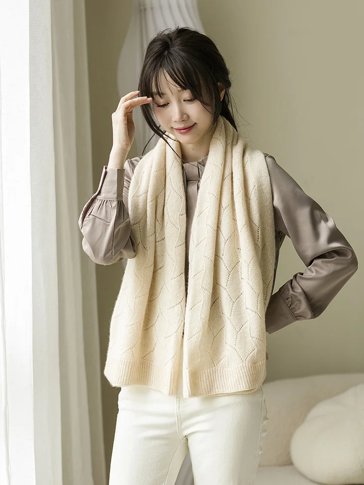 Cashmere Knitted Cardigan, Korean Version Shawl, Air-conditioner Shoulder Protection, Hollow Wool Scarf, Spring and Autumn