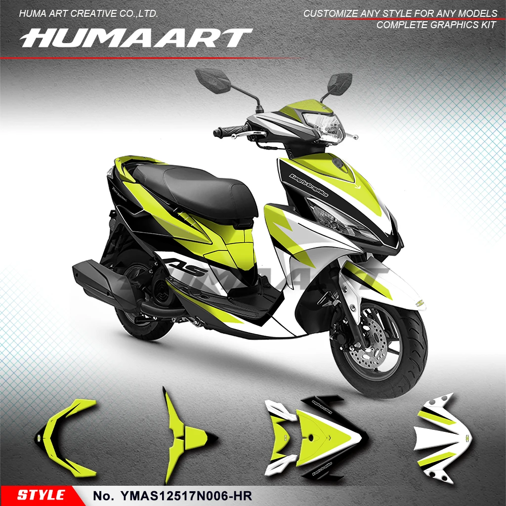 HUMAART Graphics Kit Wrap Sticker for Yamaha AS 125 AS125 DIO Scooter 2017 2018 2019 2020 2021, Restyled, YMAS12517N006-HR