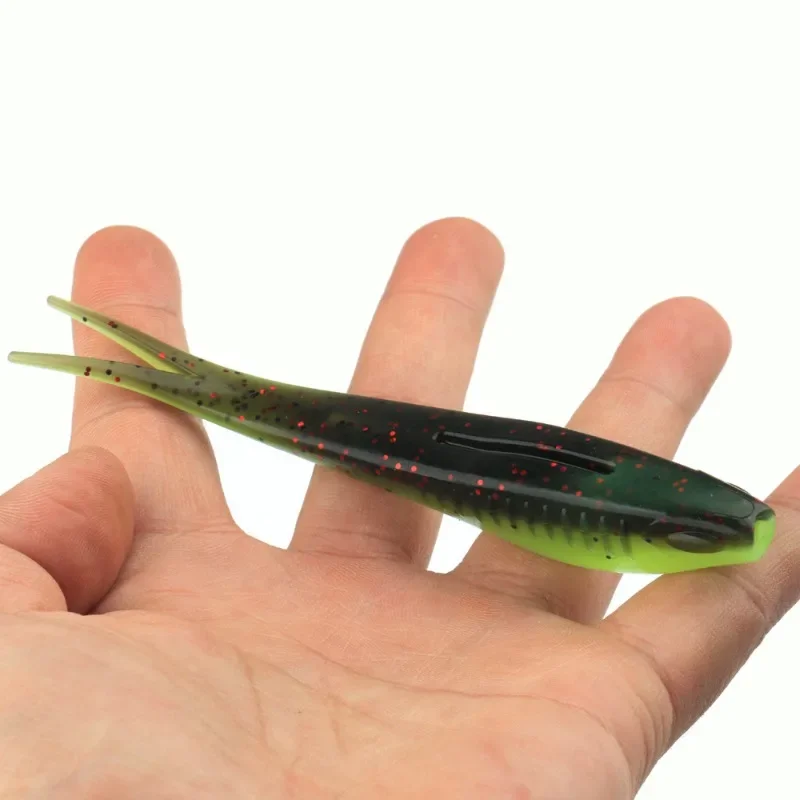 JINGYU 12cm/11G Fishing Soft Lure Plastic Saltwater Fork Tail Drop Shot Silicone Soft Bait Worm Bass Trout Pike Walleye Weedless