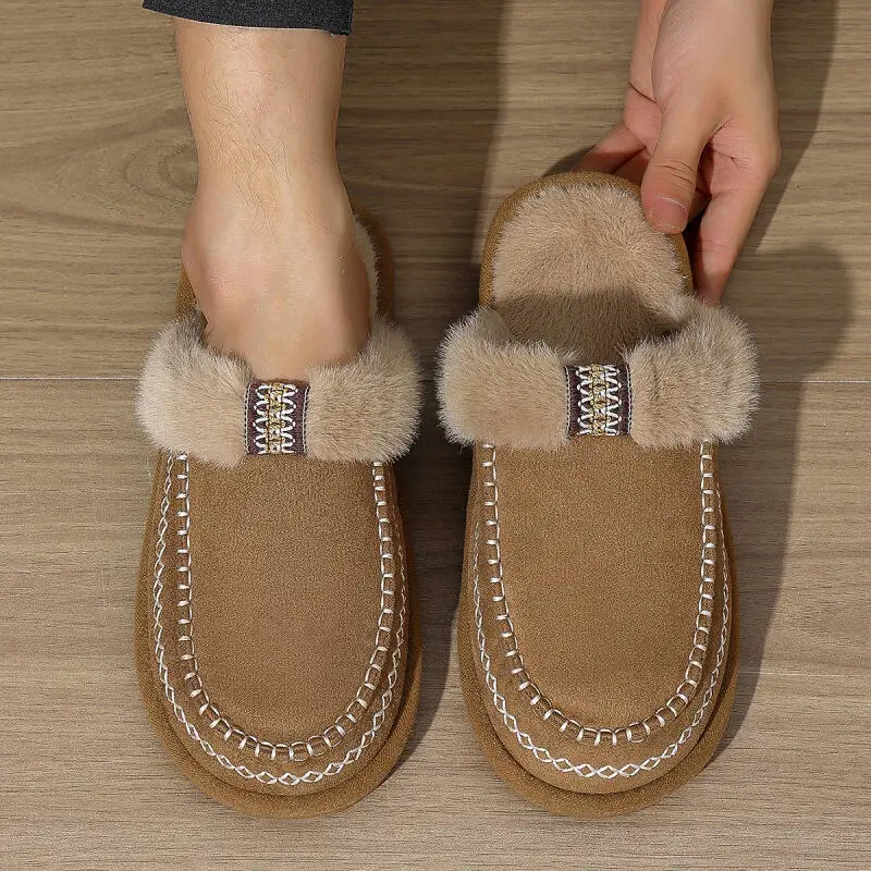 

Пушистые женские домашние тапочки, модные плюшевые роскошные дизайнерские зимние женские туфли на плоской подошве, повседневные шлепанцы на платформе из нечеткого меха, теплые пары