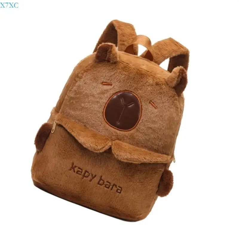 X7XC Ergonomic Plush Backpack Large Capacity School Bag Casual Shoulder Bags For Students And Leisure Activities