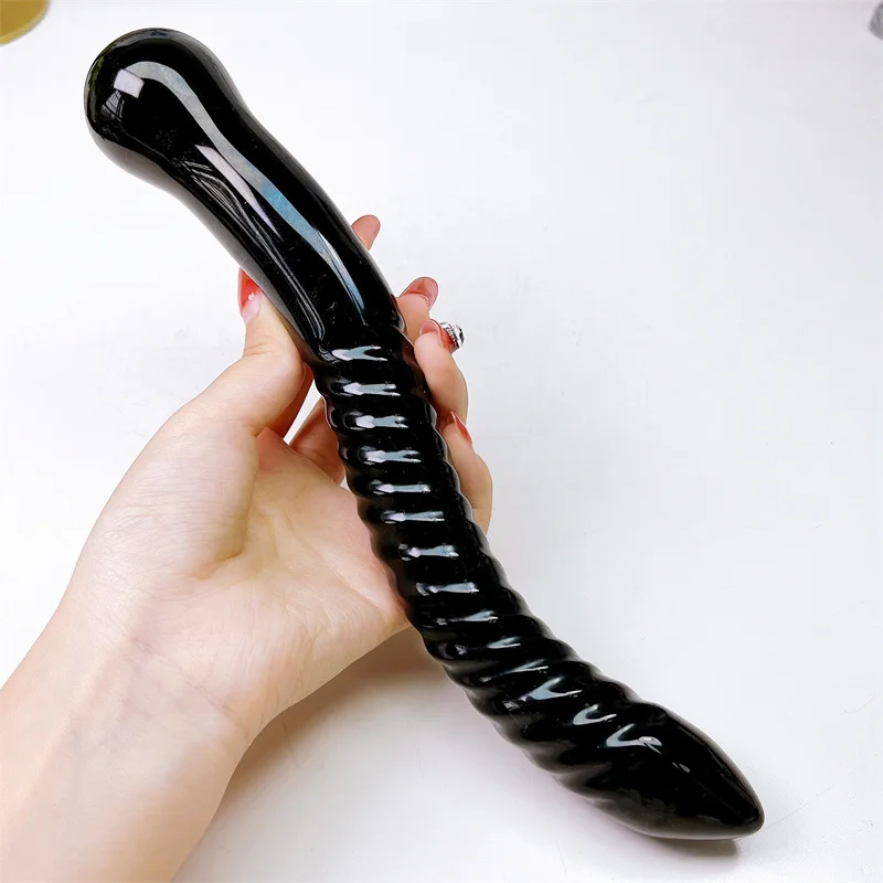 

25cm Natural Black Obsidian Crystal Quartz Yoni Wand Massage Stick Healing Gemstone As Gift For Women 1pcs