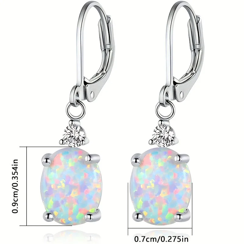 Boutique Jewelry Copper Ear Pendants For Women Oval Opal Ear Earrings Lever Back Clasp High Quality Jewelry