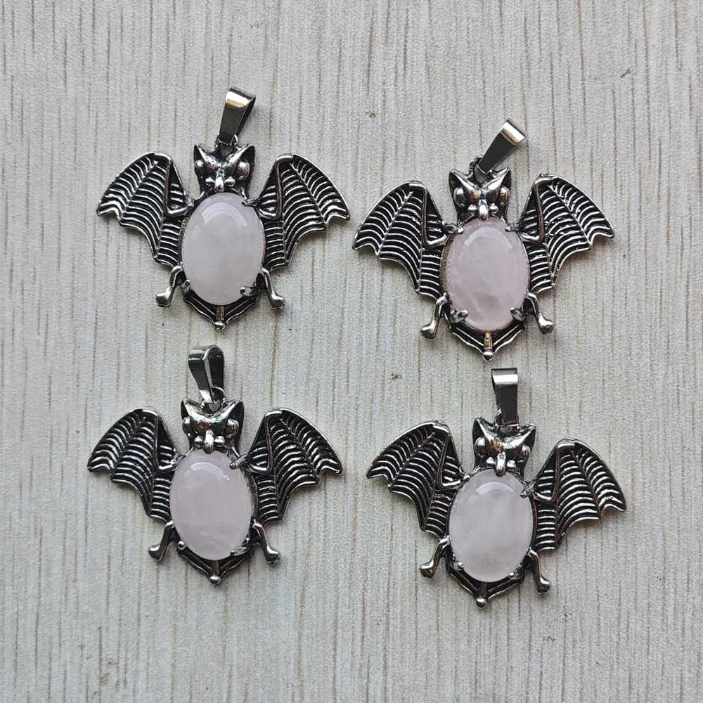 Fashion animal bat Natural quartz amethyst tiger eye stone crystal pendants for jewlery making wholesale 12pcs/lot free shipping image 5