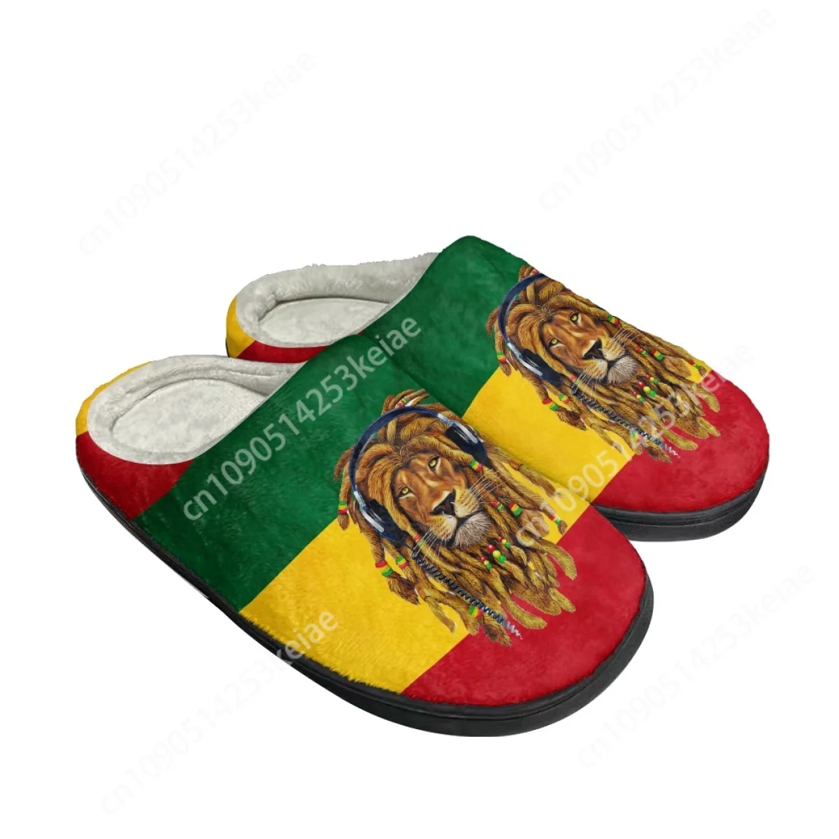 Custom Reggae Rastafarian Rasta Rastafari Lion Of Judah Comfort Cotton Slippers Winter Casual Slides Light Non-Slip Loafers