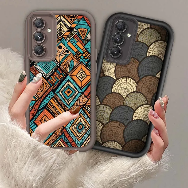 

Retro Art Patterns Luxury Phone Case For Samsung A73 A72 A56 A55 A54 A53 A35 A32 A25 A24 A23 A21s A14 A05 5G Eye Ladder