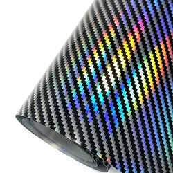 High Gloss Laser Silver Carbon Fiber Vinyl Film  Motorcycle Body Stickers Rainbow Car Film Covers Accessories Wrap Foil Sticker