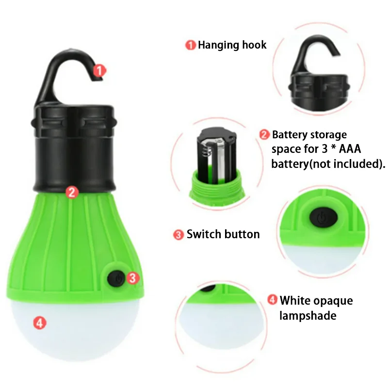 Portable LED Light Bulb Camping Tent Outdoor Waterproof Hanging Lamp SOS Emergency Lights Battery Lantern BBQ Camping Light Tool