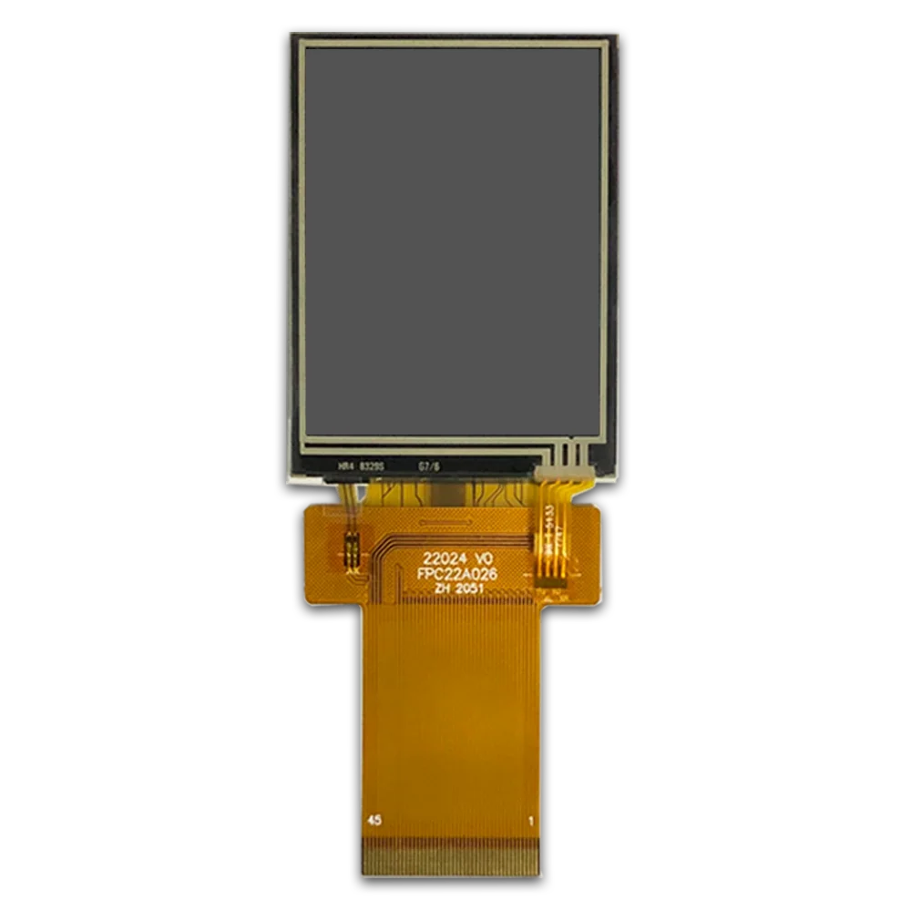 2.2inch 240x320 resolution screen 8/9/16Bit MCU resistive touch screen 1000nits brightness customizable for HMI applications