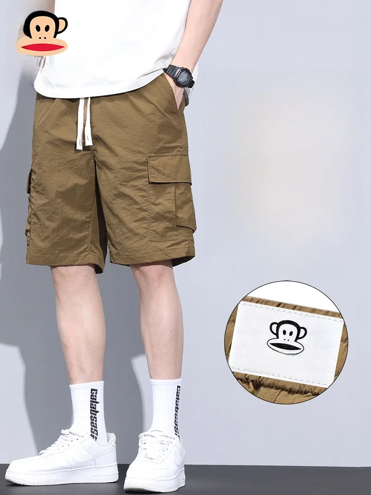 

Мужские летние свободные повседневные брюки Paul Frank Ice Silk Quick Dry Workwear, модные молодежные спортивные шорты-бермуды