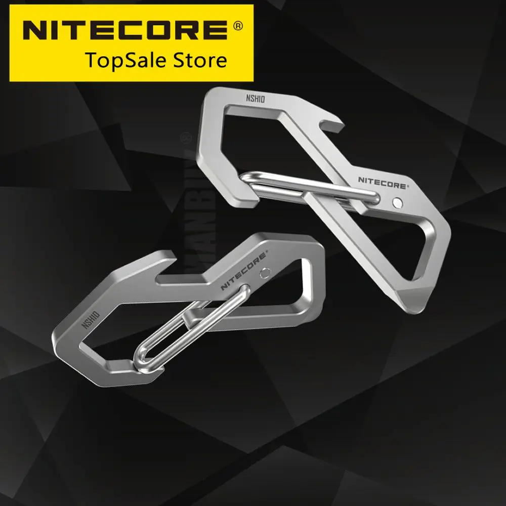 Wholesale Nitecore NSH10 Multiuse Titanium Snap Hook Unibody Machined TC4  Alloy Keychain Bottle Opener Hanging Screwdriver