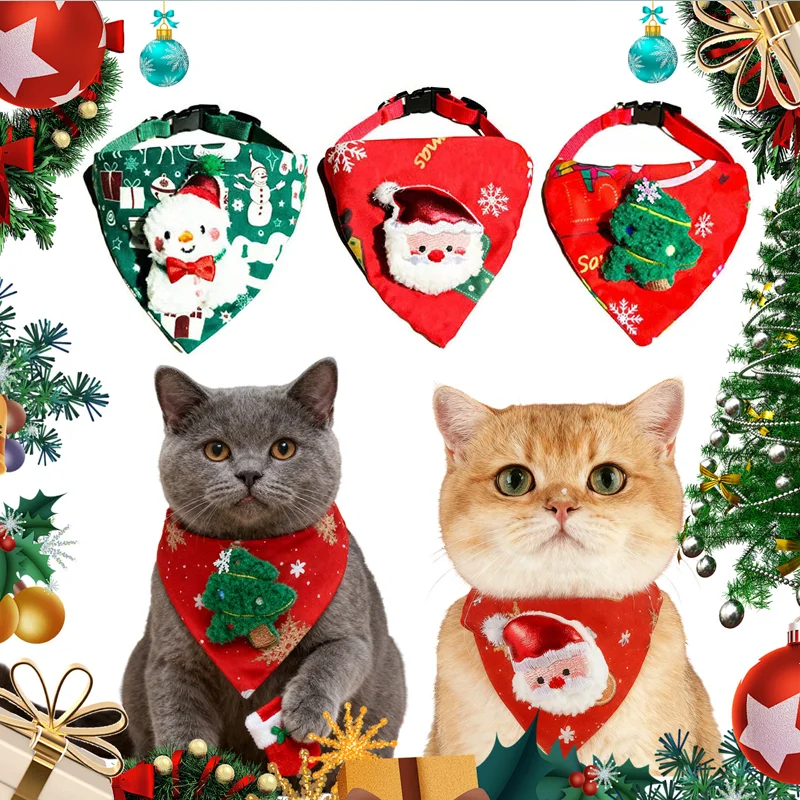 Niedliches verstellbares Weihnachts-Hundehalsband, schmutzabweisend, Weihnachtsdekoration, Hunde-Bandanas, universelles weiches Katzenhalsband, Haustier-Schal-Dekoration