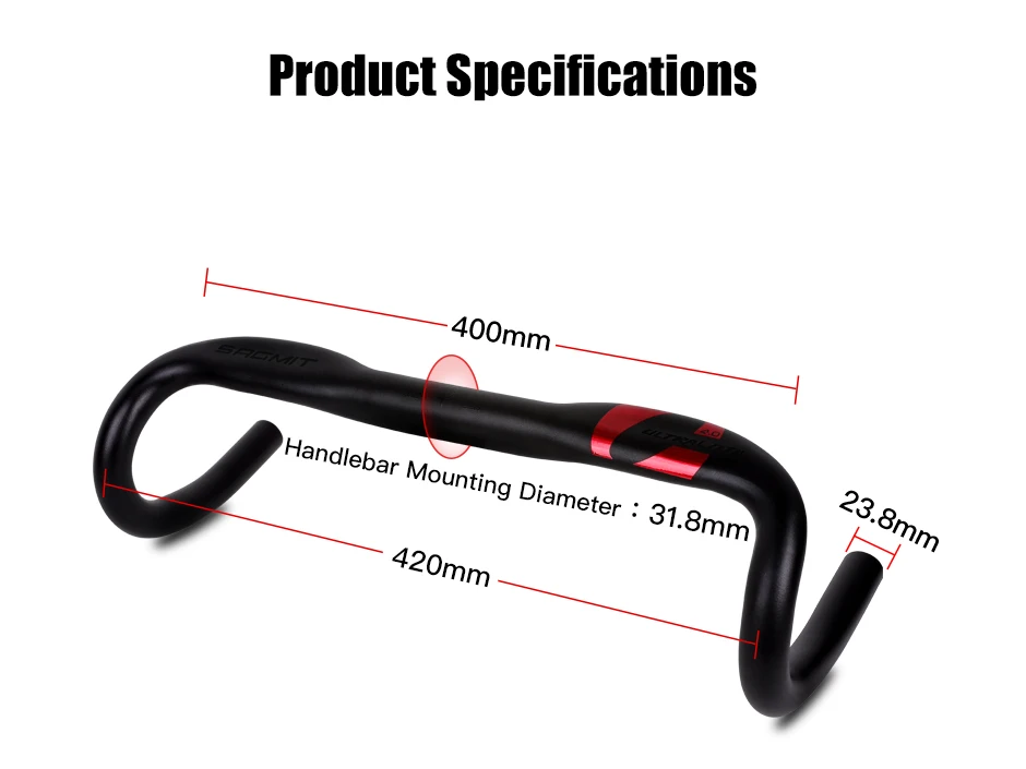 SAGMIT Fahrradlenker, reduziert den Widerstand, gebogener Lenker, verstärkte Fahrradteile, mit 31,8*420mm Aluminiumlegierung, Rennradlenker – Detail 3