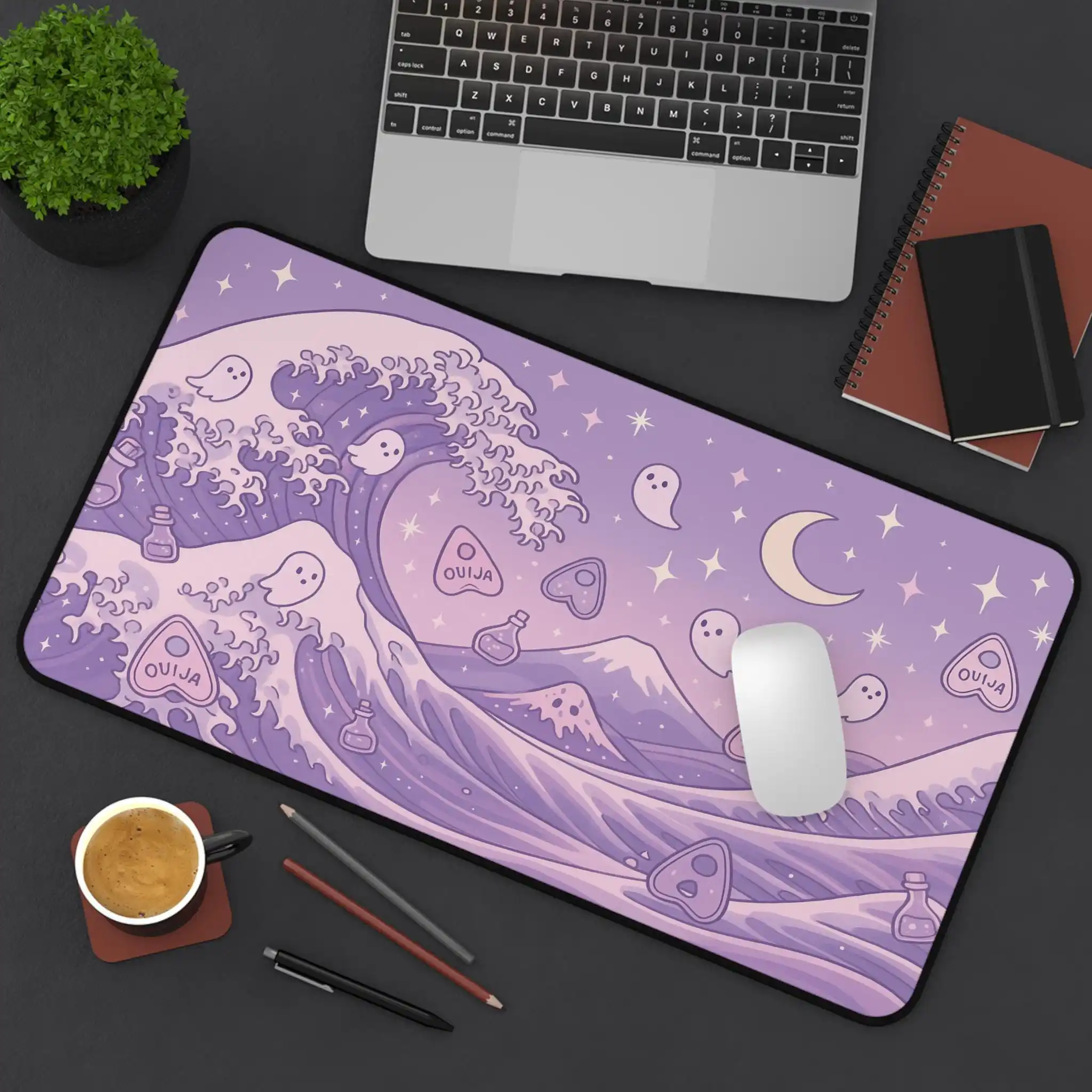 

Pastel Gothic-style Kanagawa Surfing Desk Mat, Cute Kanagawa Mouse Pads, Student Gift, Holiday Gift, Office Decoration Desk Pad