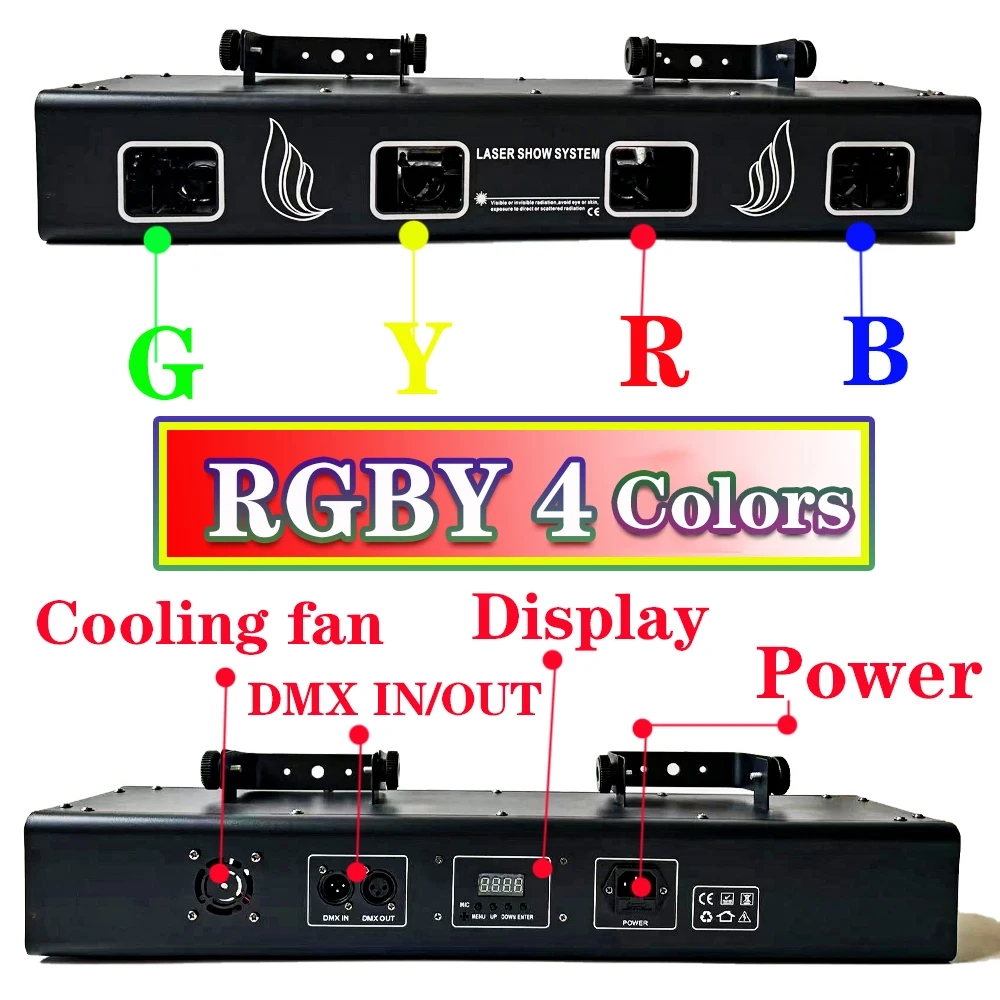 NEW 650MW RGBY Full 4Colors DJ Lasers Light DMX Sound Control Line Scanning Effect Stage Lighting Projector Disco Party audience