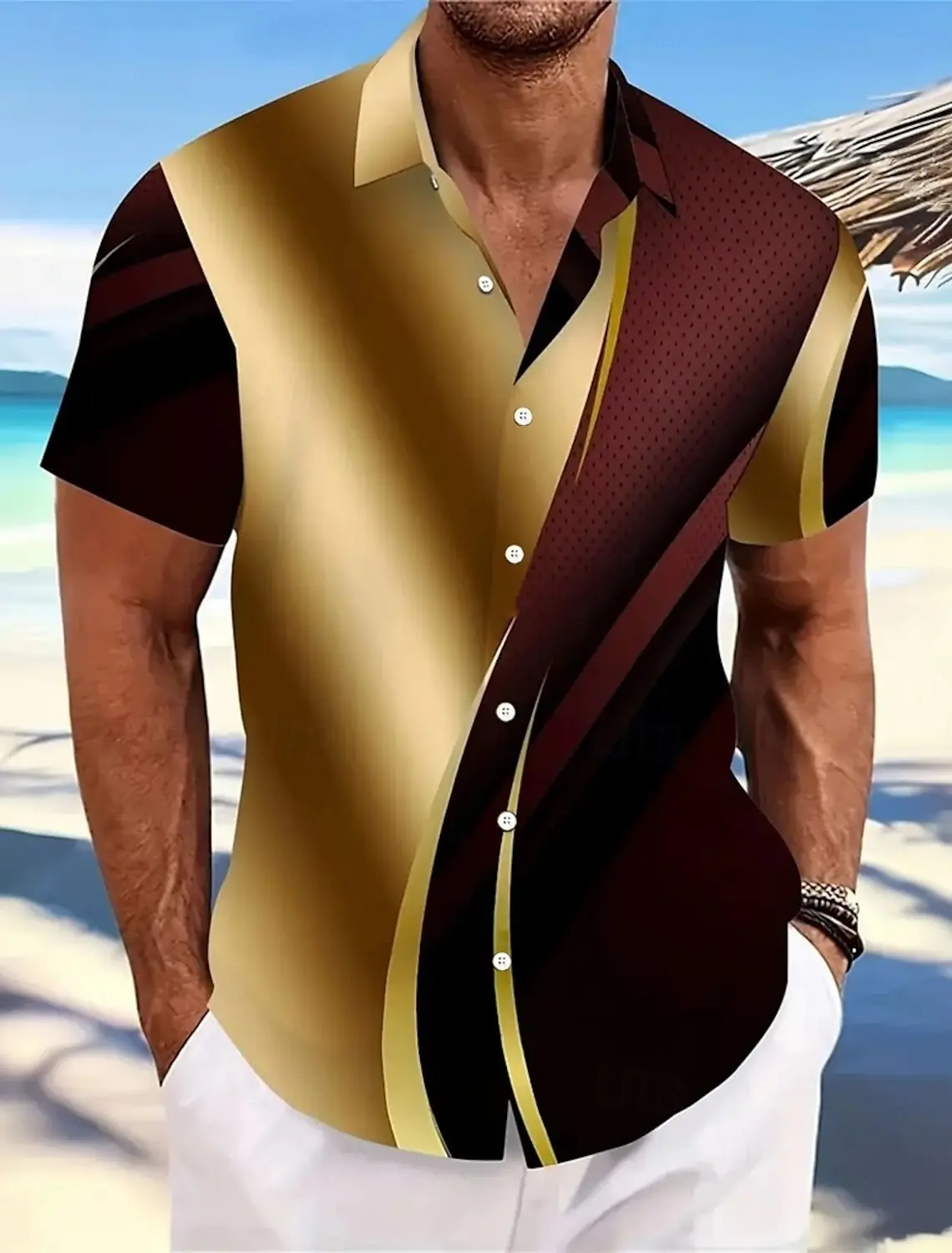 

Men's Geometric Line Abstract Art Shirt Summer Shirt Button Up Shirt Short Sleeve Fashion Summer 3D Print Casual Shirt