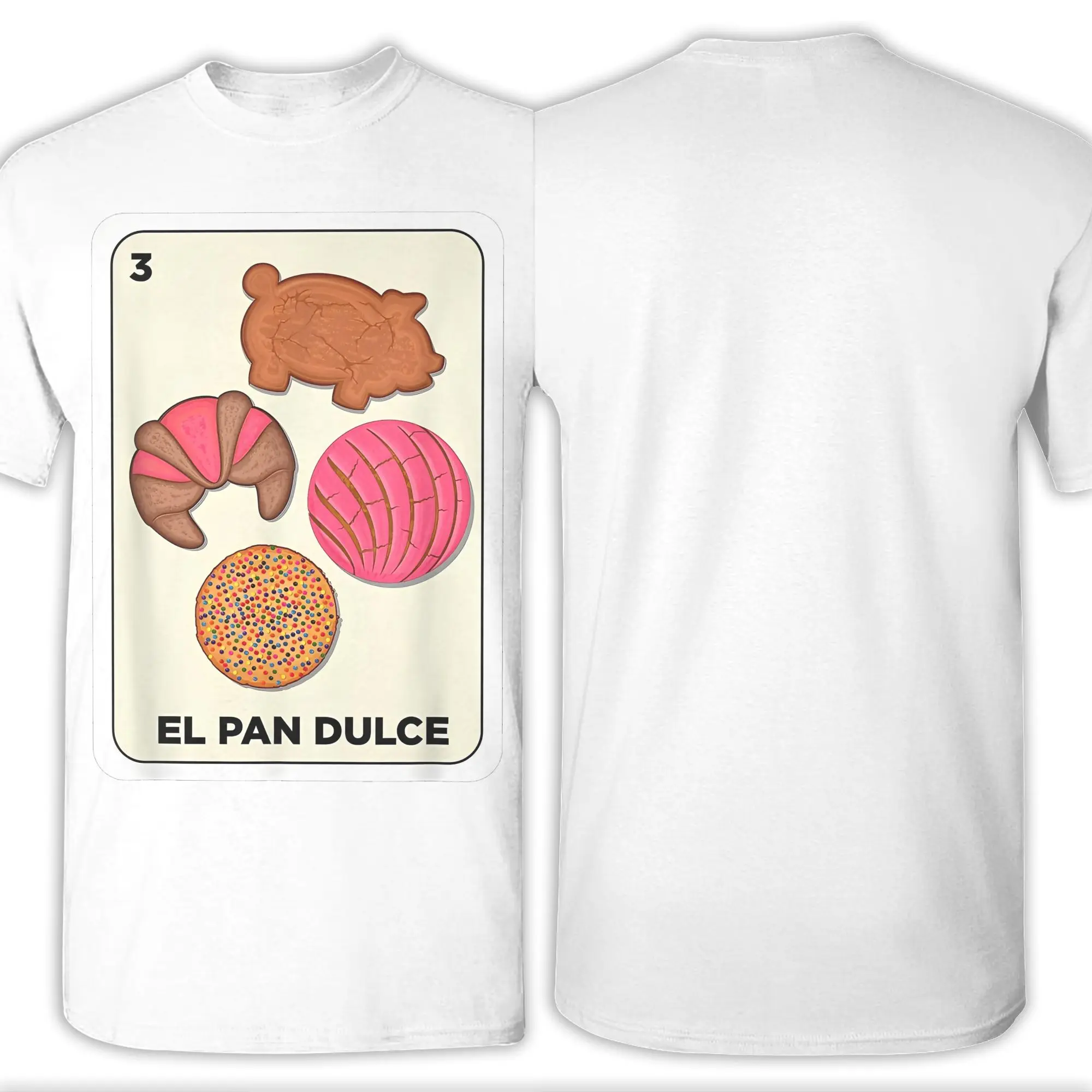 Pan Dulce Conchas Mexican Spanish Bingo Card T-Shirt Men  Vintage 100% Cotton Tees O Neck Short Sleeve T Shirt Summer Clothing