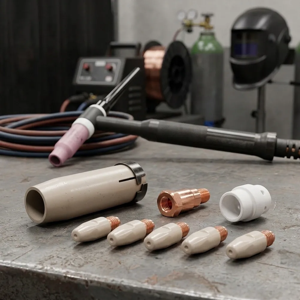 36KD Welding Parts Bundle with Multiple Orifice Contact Tips Gas Nozzle Diffuser Tip Holder and Conductive Rod for MIG MAG