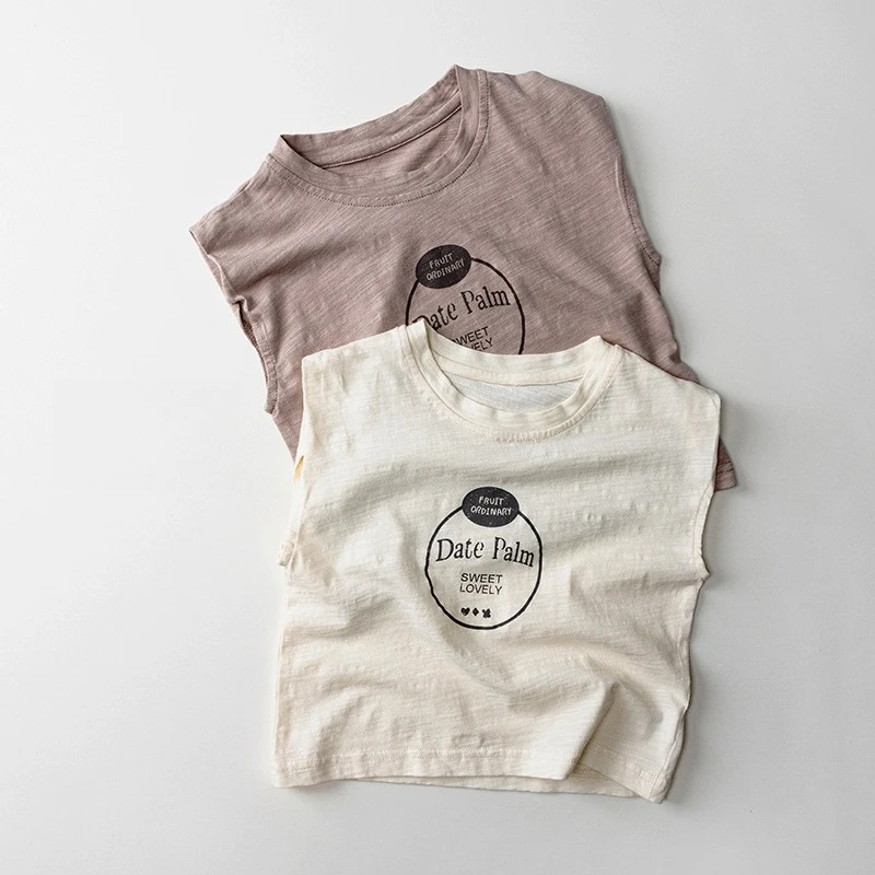 Débardeur d'été pour garçons et filles, T-Shirt respirant sans manches en coton flammé frais mentholé, nouvelle mode coréenne 2025