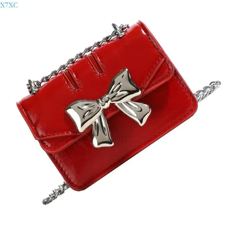 

X7XC Elegant PU Leather Shoulder Bag Mini Crossbody Purse for Women with Chain Detail