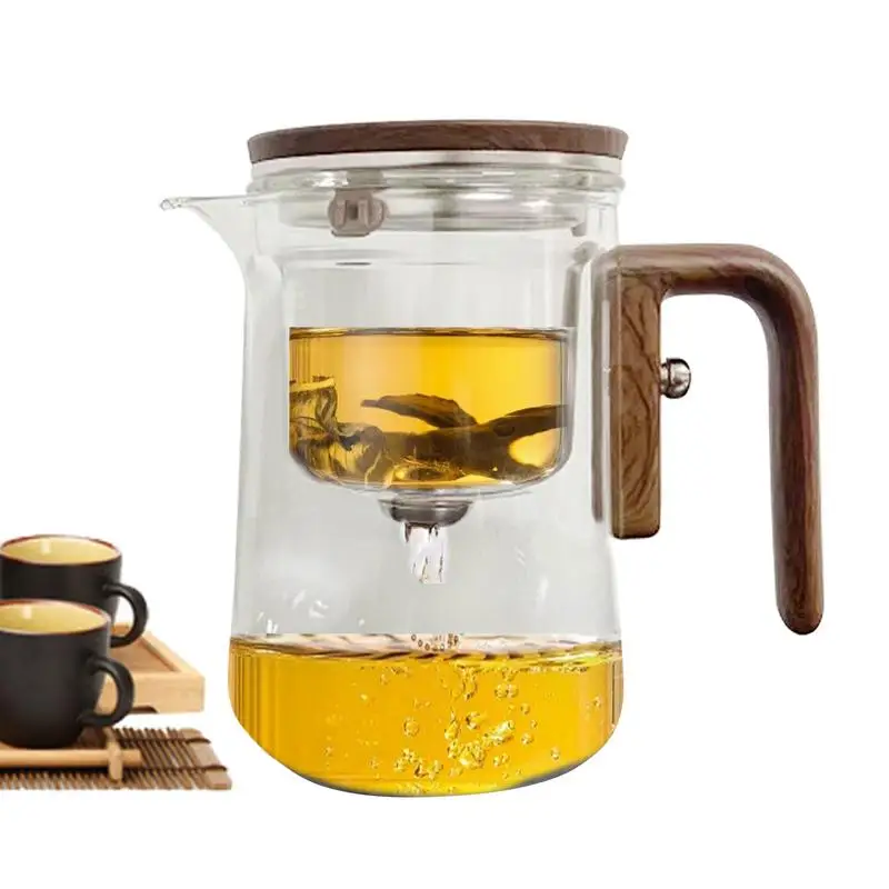 500ML/700ML Glass Teapot Water Separation Inner Container One Click Magnetic SwitchTea Filtration Tea Pot Anti-Spill Tea Steeper