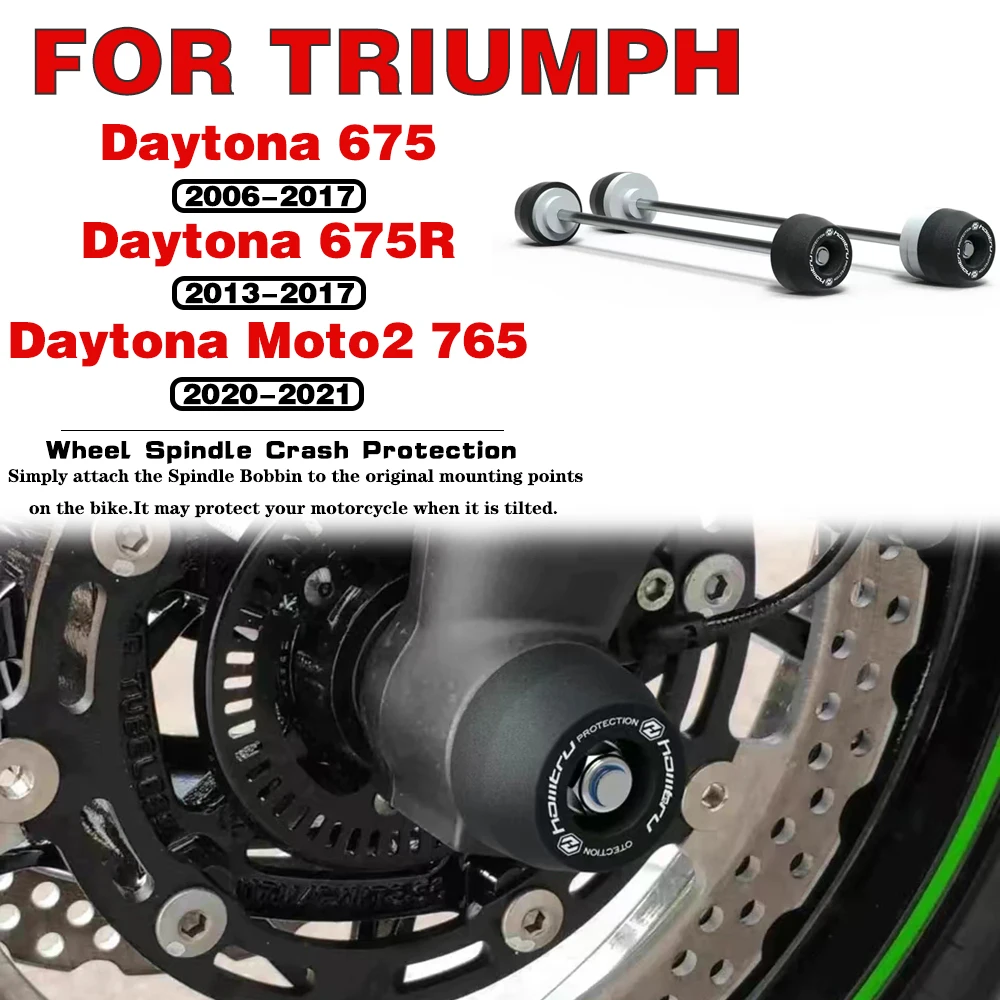 

For Triumph Daytona 675 2006-2017 Daytona 675R 2013-2017 Daytona Moto2 765 2020-2021 Front Rear Wheel Spindle Crash Protection