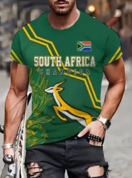 South Africa Map Flag Graphic T Shirts Fashion Springbok 3D Printed T Shirt For Men Clothes National Emblem Tshirt Dashiki Tops