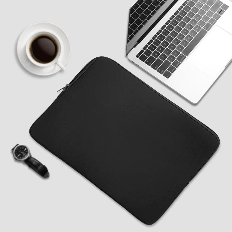 Laptop Sleeve Solid Color Double Zipper Hand Carry Bag Notebook Protective CaseBlack 14 Inch