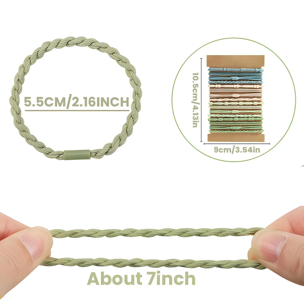 Coleteros bohemios, 20 piezas, bandas elásticas de bambú para el cabello, pulsera de doble servicio, accesorios para el cabello, colores en tono tierra