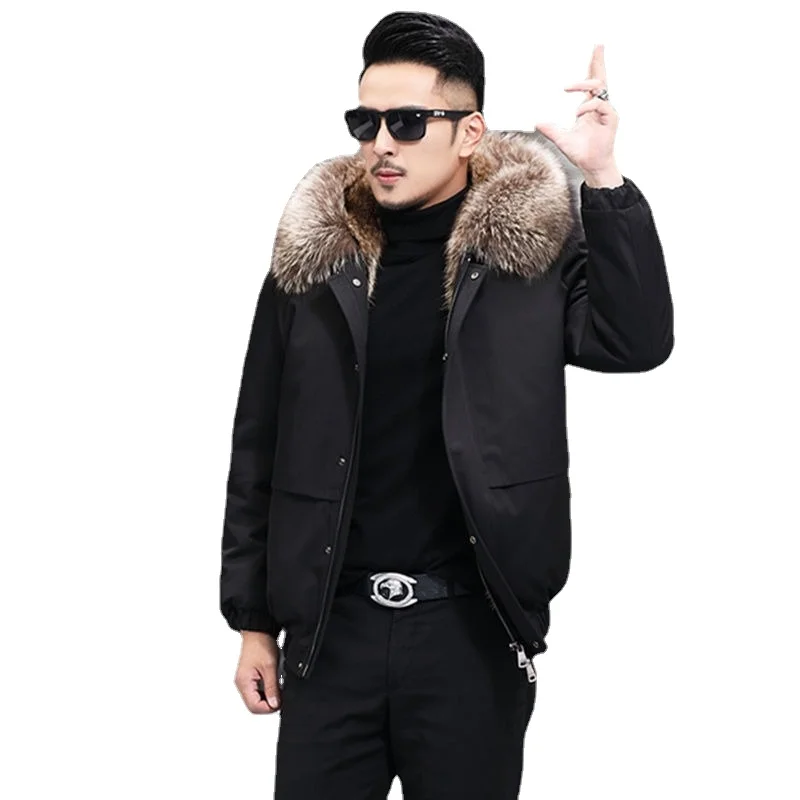 Men's 2024 New Mink Tank Plush Thickened Fur Integrated Male Winter Detachable Inner Liner Windproof Hooded Comfortable Coat C13