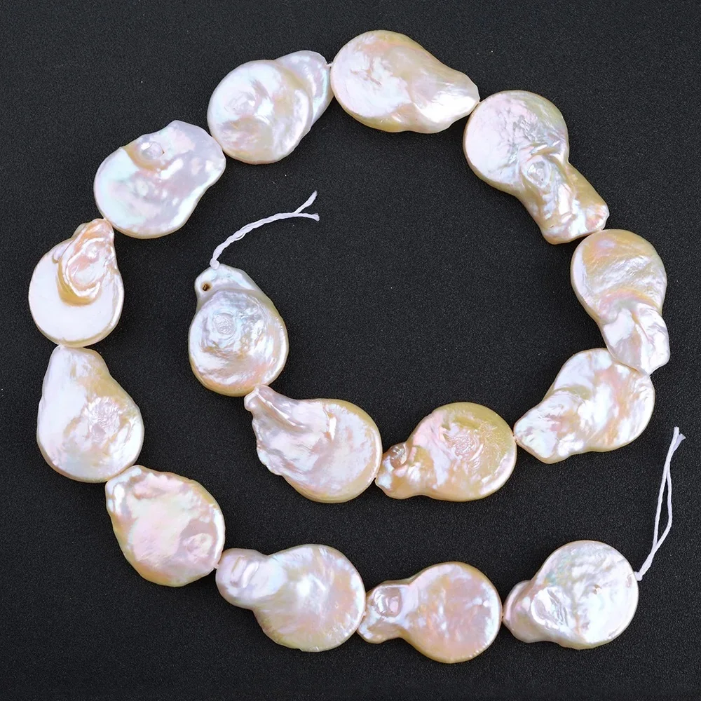 20X27MM Natural Pink Keshi Freshwater Cultured Pearl Teardrop Loose Beads Strand 15.5“