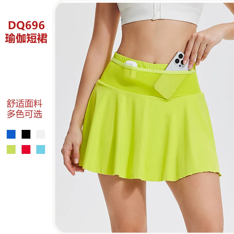 

Cross-border anti-glare pocket sports running yoga tennis skirt quick-drying women's vacation two fitness outdoor short skirts