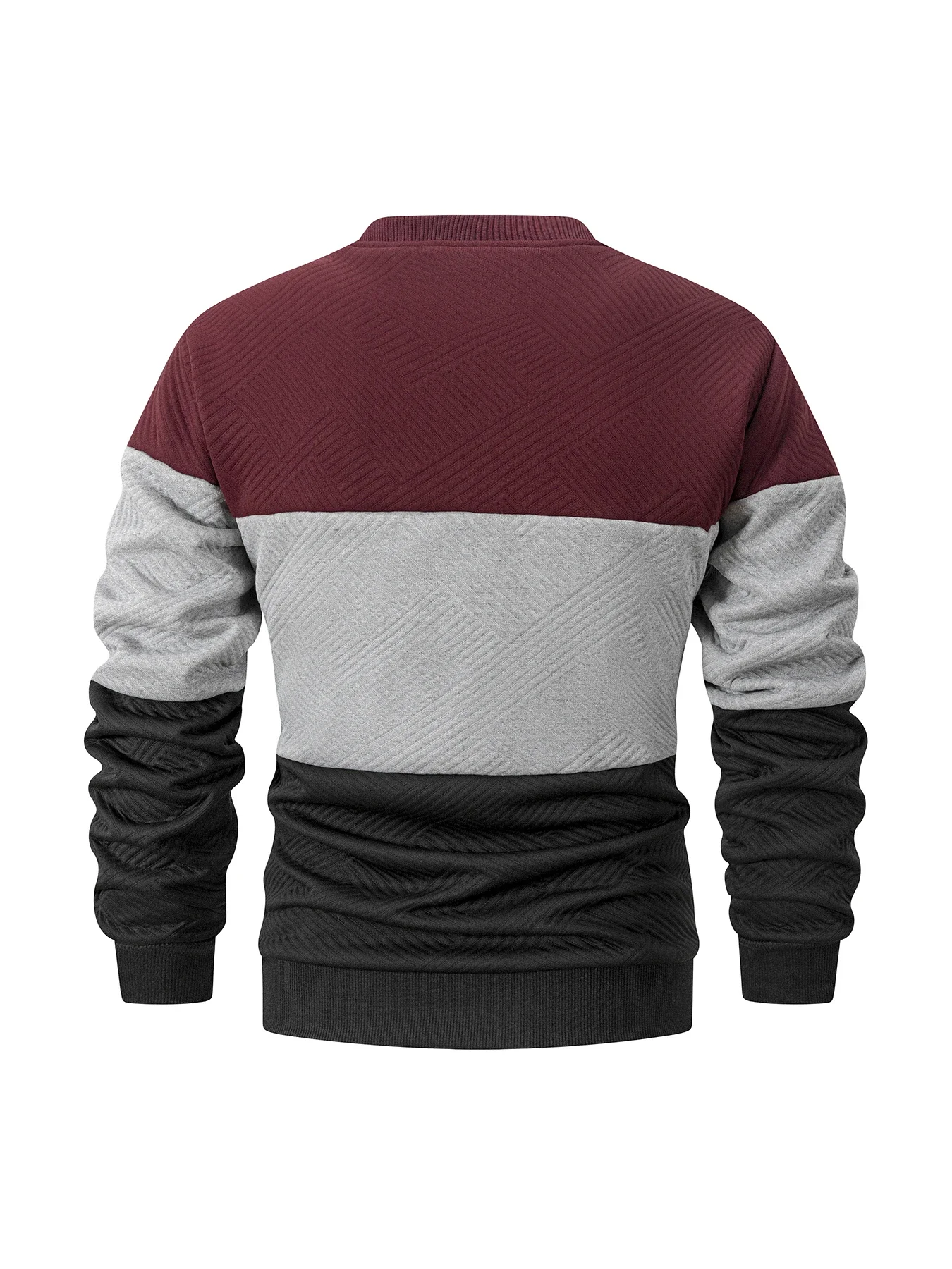 Men's Warm and Soft Sweatshirt Color Block Fleece Lined Textured Autumn and Winter Tops Casual Daily Wear