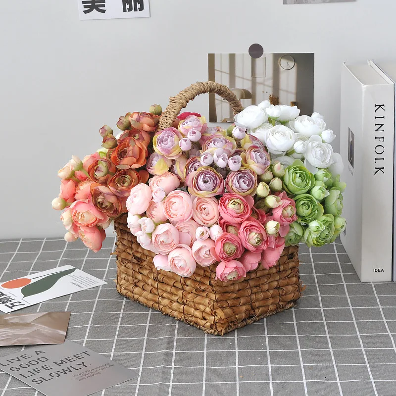 

Hand Held Bouquet Simulated Flowers Wedding Bridesmaids Photography Props Home Decoration Fake Flowers Hand Tied Mini Lotu