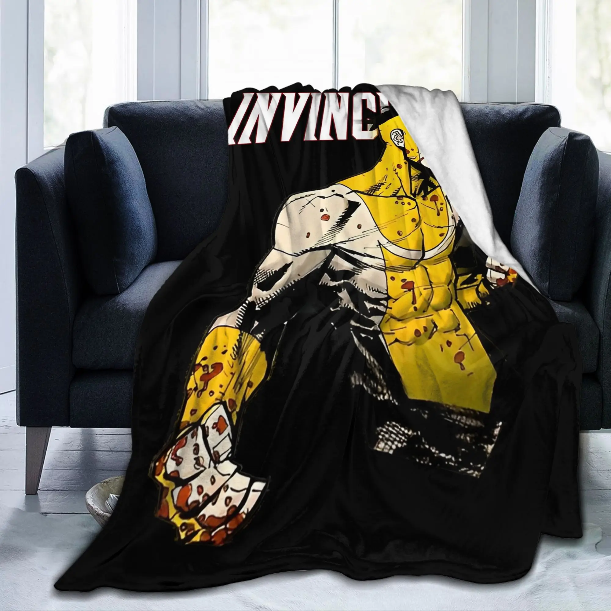 Invincible Graphic Mark Grayson Knitted Blanket Fleece Anime Soft Throw Blanket for Outdoor Travel Bedding Plush Thin Quilt